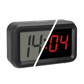 TFA Dostmann Digitaler Wecker, 60.2038.01, Wechsel zwischen LCD-LED Hybrid, batteriebetrieben, mit Weckalarm + Snooze-Funktion, mit 2 Helligkeitsstufen, Dimm Funktion (LED), schwarz