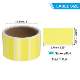 PATIKIL Colored Thermal Labels 2.25x1.25 Inch, 300 Pcs Color Direct Thermal Printer Sticker Label Rectangle Adhesive Paper Sticker Roll for Shipping Address Mailing Name, Yellow