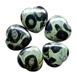 Ladeukoi 5Pcs Kambaba Jasper Crystal Love Heart Stone, Polished Palm Pocket Stones Healing Therapy Chakra Balancing 1 Inch(25mm)