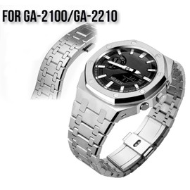 CasiOak GA2100 Metal Watch Band and Case Mod Kit, Strap Bezel Accessories Compatible with Casio Mens G-Shock GA2100/GA-2110 Watches