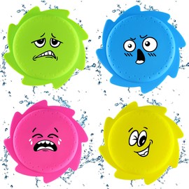 LUKIUP Wasser Frisbee Set, 2/3/4 Stück, 14,5 cm, Aus Silikon, Extra Weich, Knallige Farben (Blau, Pink, Grün, Gelb) - Ultimatives Sommer-Set für Pool, Strand und Wasser-Spaß