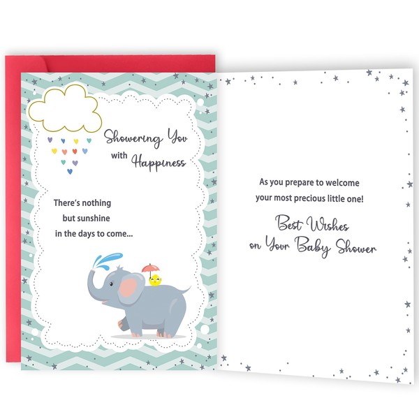 Mcduldul Cute Elephant Baby Shower Card, Sweet Baby Shower Thank