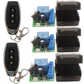 DieseRC 3pcs Relay Receivers with 2 Transmitters 433Mhz Wireless Remote Control Switch Radio Frequency DC 12V 1 Channel Passive Output Relay Controller