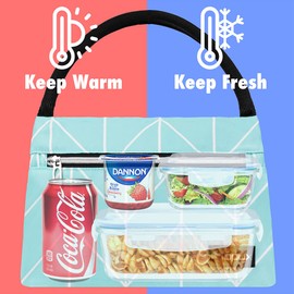 OPUX - Bolsa de almuerzo para mujer, bolsa de almuerzo aislada para niñas, trabajo y adultos, escuela, pequeña bolsa reutilizable para almuerzo, contenedor de comida para viaje, picnic, se adapta a 11
