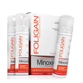 Foligain Espuma para el cabello para hombres con 3 frascos para 3 meses