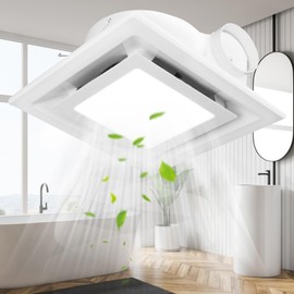 Yutesiri Bathroom Exhaust Fan with Light, 141CFM, 1.0Sones Low Noise Bathroom Ventilation Fan with 12W 6000K Adjustable LED Light Combo,Easy to Install for Home/Bath/Office/Hotel (12INCH)