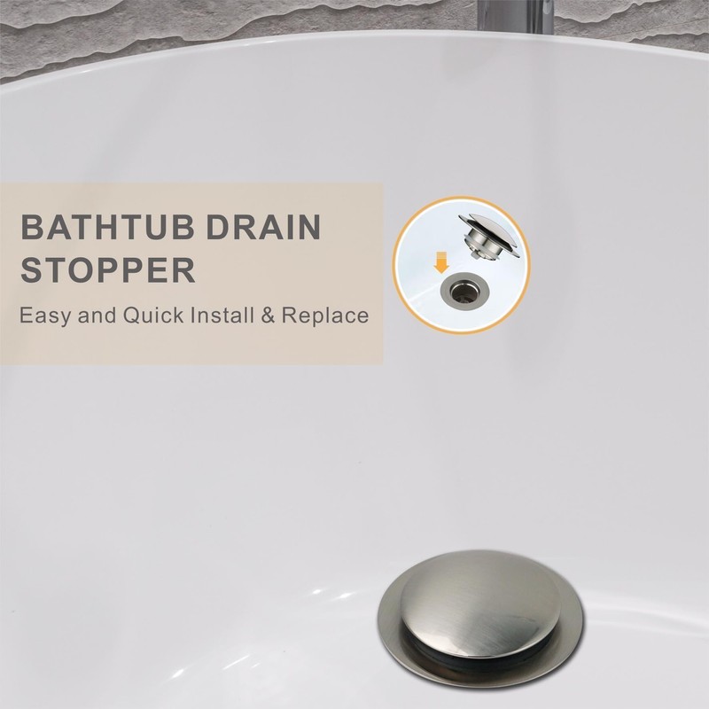 Brushed Bath Tub Drain Stoppers,Wellup Universal Pop Up Bathtub Drain