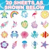 FTVLTAT 20 Sheets Glitter Ocean Animal Temporary Tattoos, Shimmering Sea