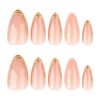 24Pcs Almond Press on Nails Medium Fake Nails Golden 3D
