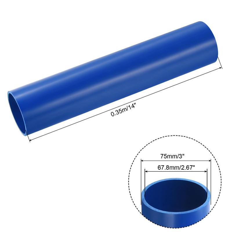 QUARKZMAN PVC Pipe Round 67.8mm ID 75mm OD 350mm Blue