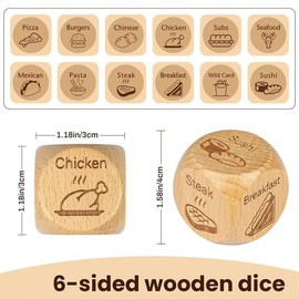 VILIA Wooden Couple Dating Fun dice, Love Dice, Food Decision Dice, Date Ideas for Couples,Gifts for Boyfriend-Girlfriend