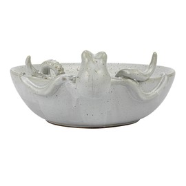 Creative Co-Op 13.75 Inches Stoneware Octopus Reactive Glaze, White Speckled Bowl