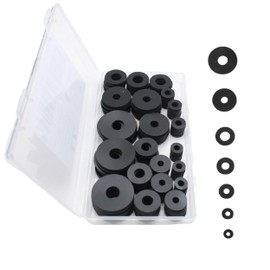 Smartsails 140 Pieces 7 Size Black Flat Rubber Gasket Assortment Kit, Heavy Duty Rubber Gasket Vibration Damping Gasket for Faucet Shower Head Pipe Gasket Repair