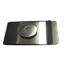 Kiola Designs Silver Toned Etched Oval Antelope Head Money Clip