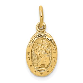 10k Yellow Gold Solid Solid Satin Polished St. Christopher Charm Pendant