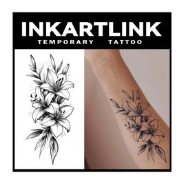INKARTLINK Tattoo Tech, 2 Sheets Large Semi Permanent Tattoo, Adult Art Design Temporary Tattoos, Lasts 1-2 Weeks, Waterproof, Realistic Look, No Reflection (Noble Iris)