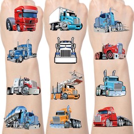 Yoyuspy Semi Truck Temporary Tattoos - 200+ Semi Truck Car Birthday Decorations Truck Car Fake Tattoo Temporary Stickers Gifts for Kids Semi Truck Theme Party Favors Supplies for Kids Prizes Reward