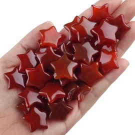 AWARDSEN AWARDSEN 20 Pcs Carnelian Eye Crystals Stars Gemstones and Crystals Set Healing Crystals Natural Red Meditation Stones Cute Polished Small Crystal Witchy Gifts for Women