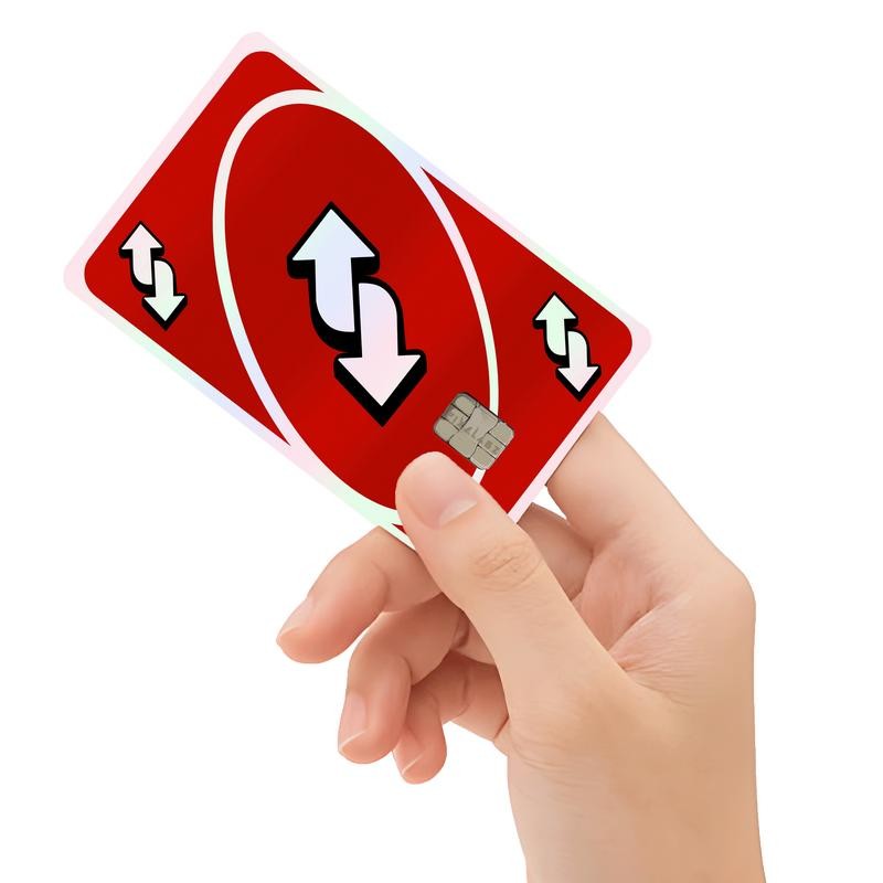Uno Reverse Draw +4 Holographic Credit Card Decal - Type: