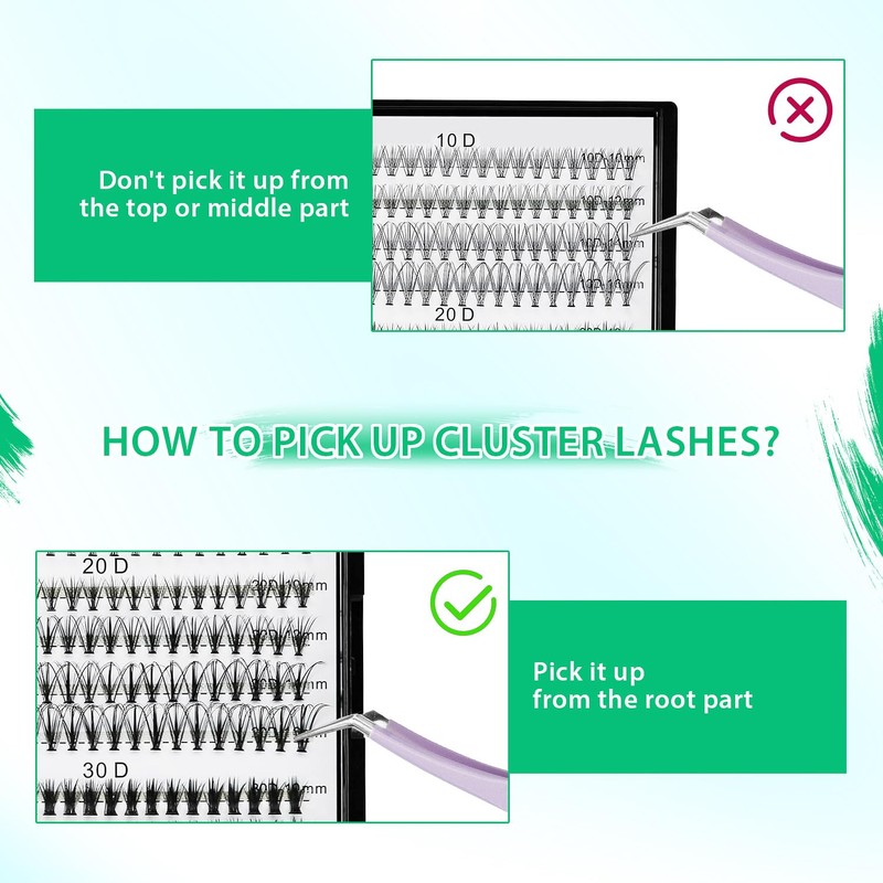 Bodermincer Lash Extension 240pcs D Curl 10D+20D+30D 10-16mm/12-18mm Mixed Cluster