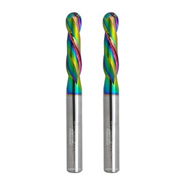 WEXWE Tools Extra Long Ball Nose Carbide End Mill, DLC Coating, CNC Cutting Tools for Aluminum and Wood Cutting, 3D Carving & Engraving. 2 Flute Router Bits，1/4 Shank (1/4-2.5" 2pcs