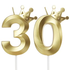 Crown Birthday Candle 30 Gold, 30 Candles for Birthday Cakes,Number 30 Crown Candle,30th Birthday Candles Sparkle Decoration for Birthday Party Wedding Anniversary Celebration Supplies