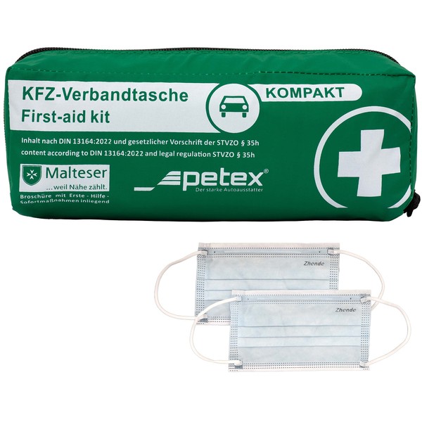 PETEX 43931013 Verbandtasche Slim kompakt Inhalt nach DIN 13164:2022, grün