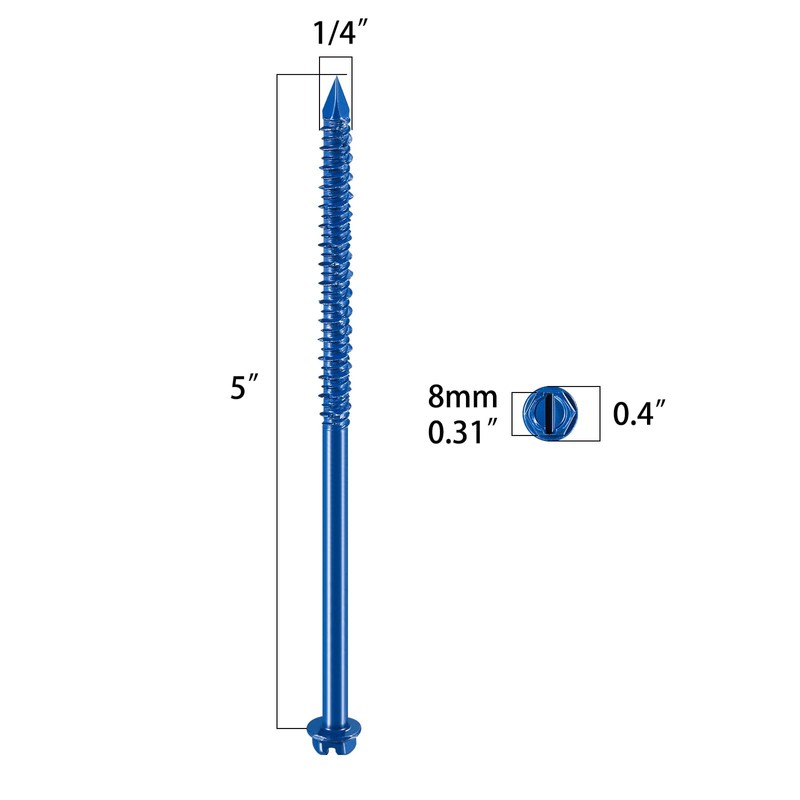 Wensilon(30 PCS) 1/4" * 5" Slotted Hex Concrete Screws Anchor