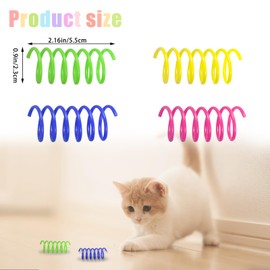 Andiker 12 Pcs Cat Spring Toys, Colorful Soft Sturdy Plastic Cat Spiral Toys with Great Elasticity Funny Interactive Cat Toys for Indoor Cats Kittens to Swat Bite Hunt (12 Pcs)