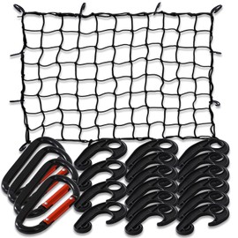 TKKEUEP 47"x 36" Cargo net Bungee Nets Stretches to 80"x 60",Small Truck Bed Cargo Net for Cars SUVs, for Frontier, Toyota Tacoma Short Bed Cargo Netting, Colorado & Subaru Accessories