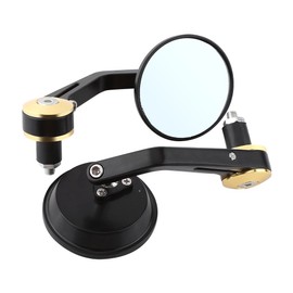 Espejo retrovisor lateral, 1 par de espejos retrovisores universales de 2,2 cm (7/8") redondos para manillar, de repuesto para motocicleta, color dorado (Extremo de la barra de oro)