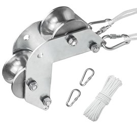 Heavy Duty Pulley Hoist System for Lifting with Steel Bearing Roller, 90° Right Angle Lifting Pulley System for Material Handling and Lifting, with 16ft Rope and Dual Hooks for Construction Sites