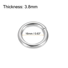 sourcing map Metal O Ring 20mm(0.79") ID 3.8mm Thickness Non-Welded Rings for Hardware DIY Silver Tone 20pcs