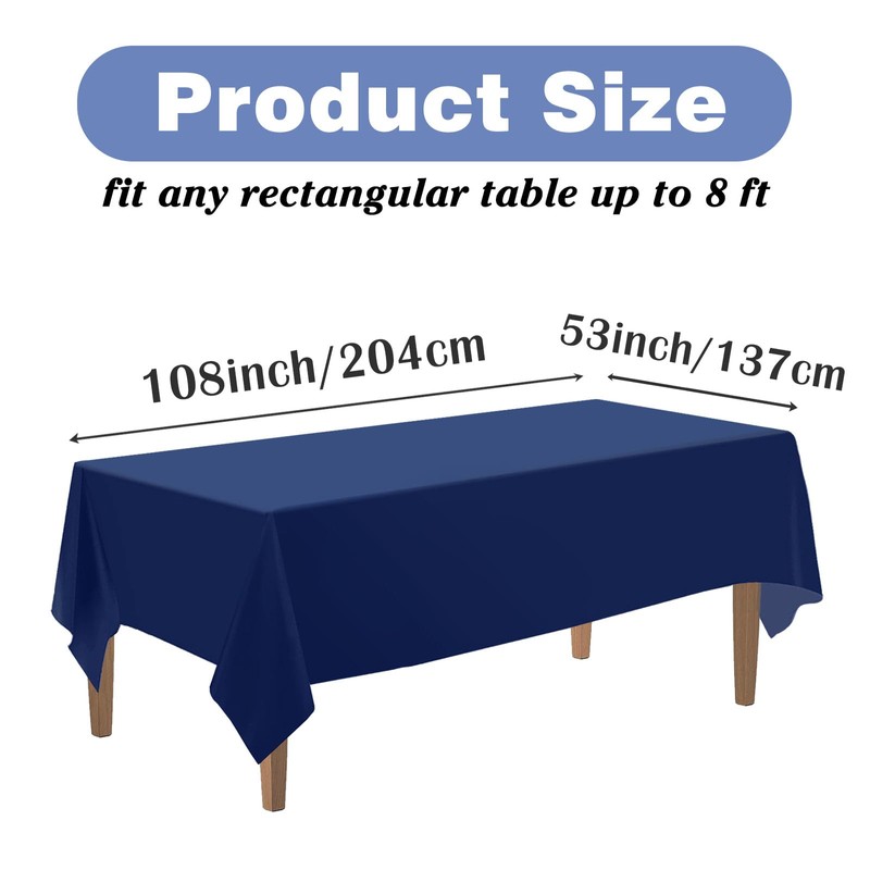 Kopokita 2PCS Navy Blue Plastic Tablecloths 54 x 108 Inch,