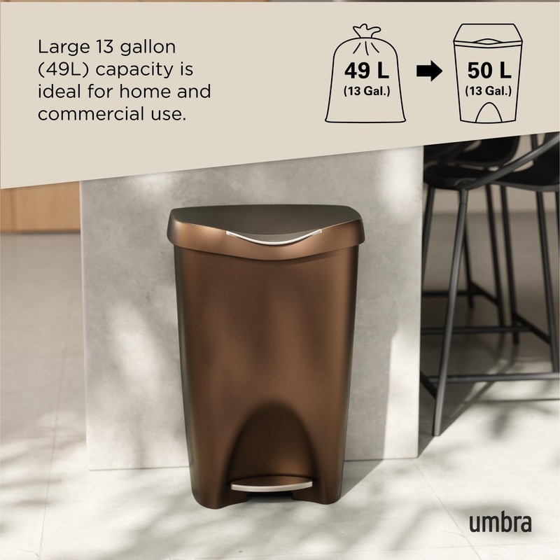 Umbra 084200-125 , Bronze Brim Large Kitchen Trash Stainless Steel