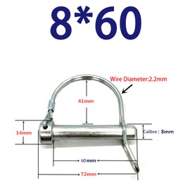 5 Pcs Wire Lock Pin, 8mm x 60mm D Shape Shaft Locking Pin Hitch Pin with Round Arch Safety Coupler Pin for Farm Trailers Lawn Garden
