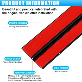 Windshield Rubber Seal, 19mm Car Weather Stripping for Car Front Rear Windshield Trim, Rubber Adhesive T Shape Sunroof Seal Cover Leak Sound Proofing (23Feet*19MM)