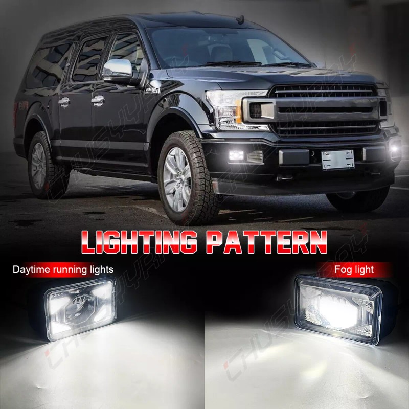 CHUSYYRAY Rectangular LED Fog Lights Assembly Kit For Ford F150