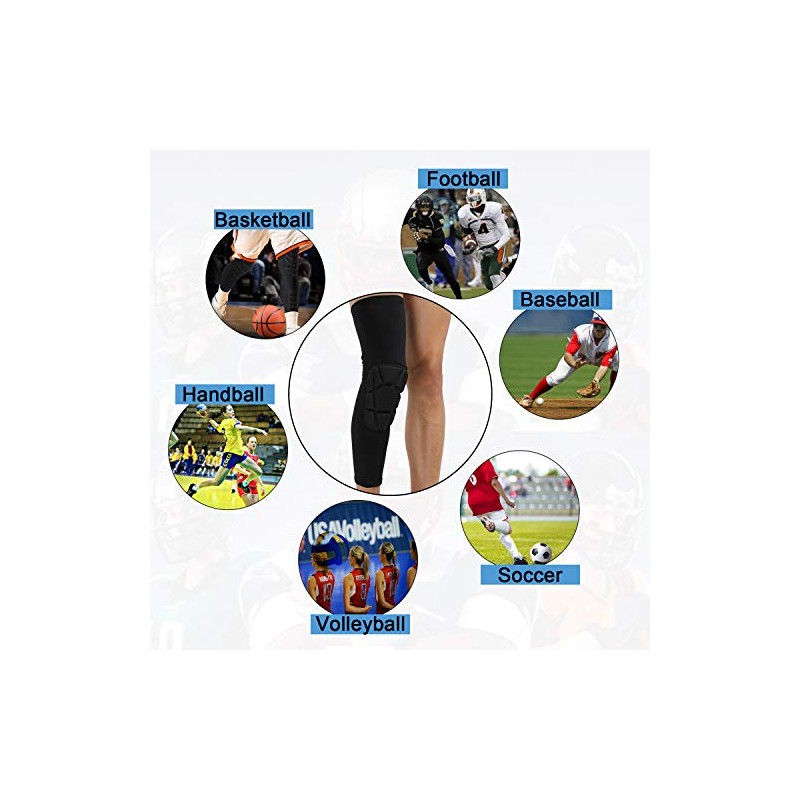 Knee Padded 2 Pack Compression Leg Sleeve Thigh Sports Protective