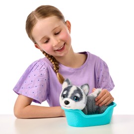 Little Live Pets My Really Real Puppy Minis- Aurora the Husky| Interactive Puppy with 20+ Sounds & Reactions- Includes Basket for Display. Fun & Adorable Gift for Kids (11cm/4.3in tall)