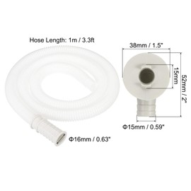 PATIKIL 3.3ft Air Conditioner Drain Kit, Universal AC Drain Hose Connector Hose with Clamp Connector 9 for Mini-Split Window AC Unit Faucet, White