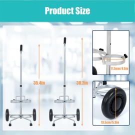 WYJREES 2 PCS Dual Oxygen Cylinder Cart, Lightweight Oxygen Tank Holder with Wheels, Portable D/E Rolling Oxygen Tank Cart with Adjustable Handle and Sturdy Powder-Coated Finish