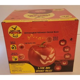 Pinnacle Automated Pumpkin with 5 Different Spooky Faces Built-in Speakers LEDs - NEW NIB