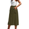 Ladybranch Midi A-line Skirt Elastic Waist Button Front Skirts with