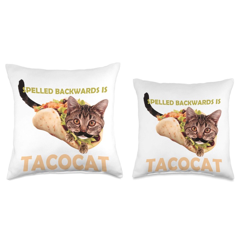 Funny and Cute Taco Cat Spelled Backward Is Tacocat Throw