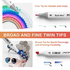 iMissiu 60 Colors Artist Necessary Graphic Marker Pen Animation Design for Drawing Coloring Highlighting and Underlining (Anime 60 Colors White)