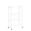 DEANIC 4 Tier Foldable Storage Shelves with Wheels, Large Capacity