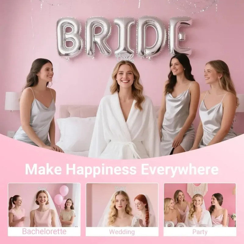 Kit Bride Despedida De Soltera White: Velo Diadema Novia
