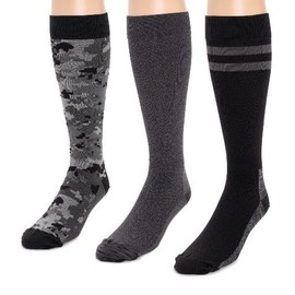MUK LUKS Men's 3 Pack Nylon Compression Knee-High Socks, Black, OS