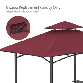 Grill Gazebo Replacement Canopy Top Only - 5' x 8' Outdoor BBQ Gazebo Canopy Roof, Waterproof Double Tiered Shelter Cover Fit for Model L-GG001PST-F（Red）